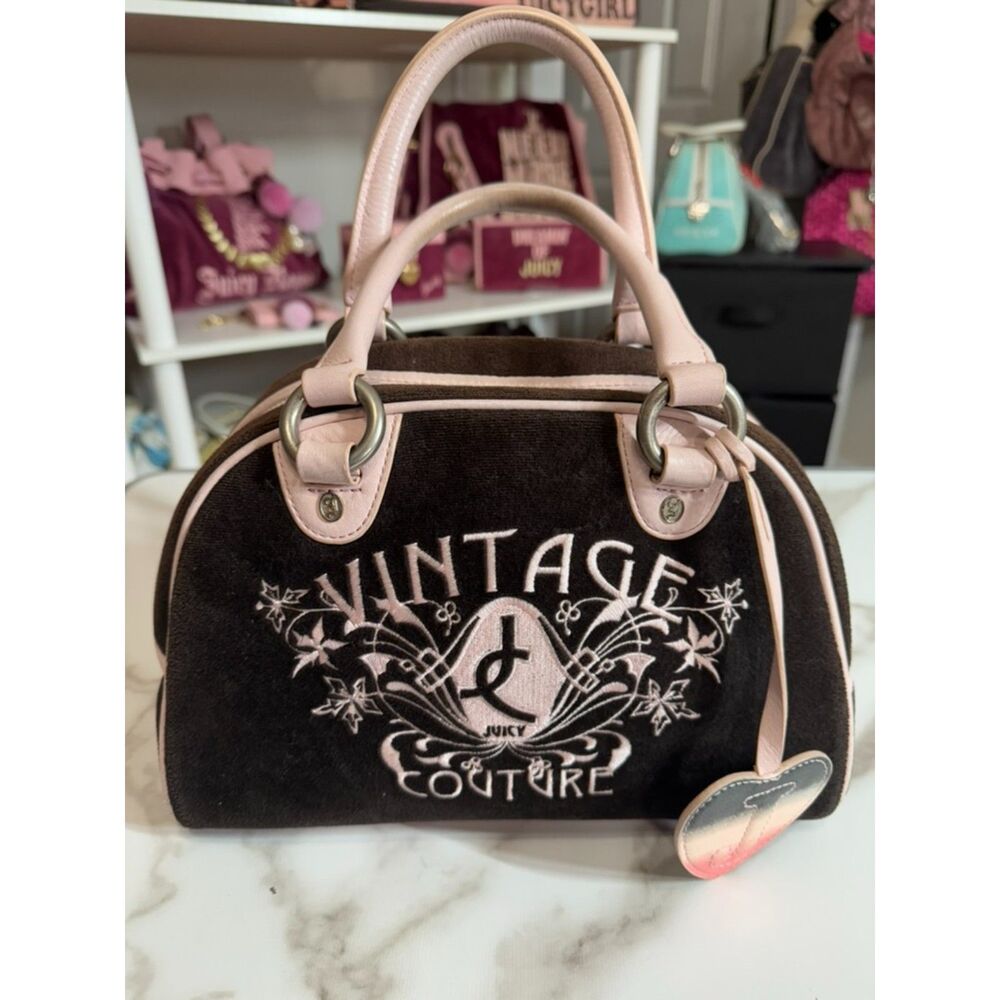 Y2K Vintage Juicy Couture Love P&G Brown & Pink Bowler Bag. SOLD